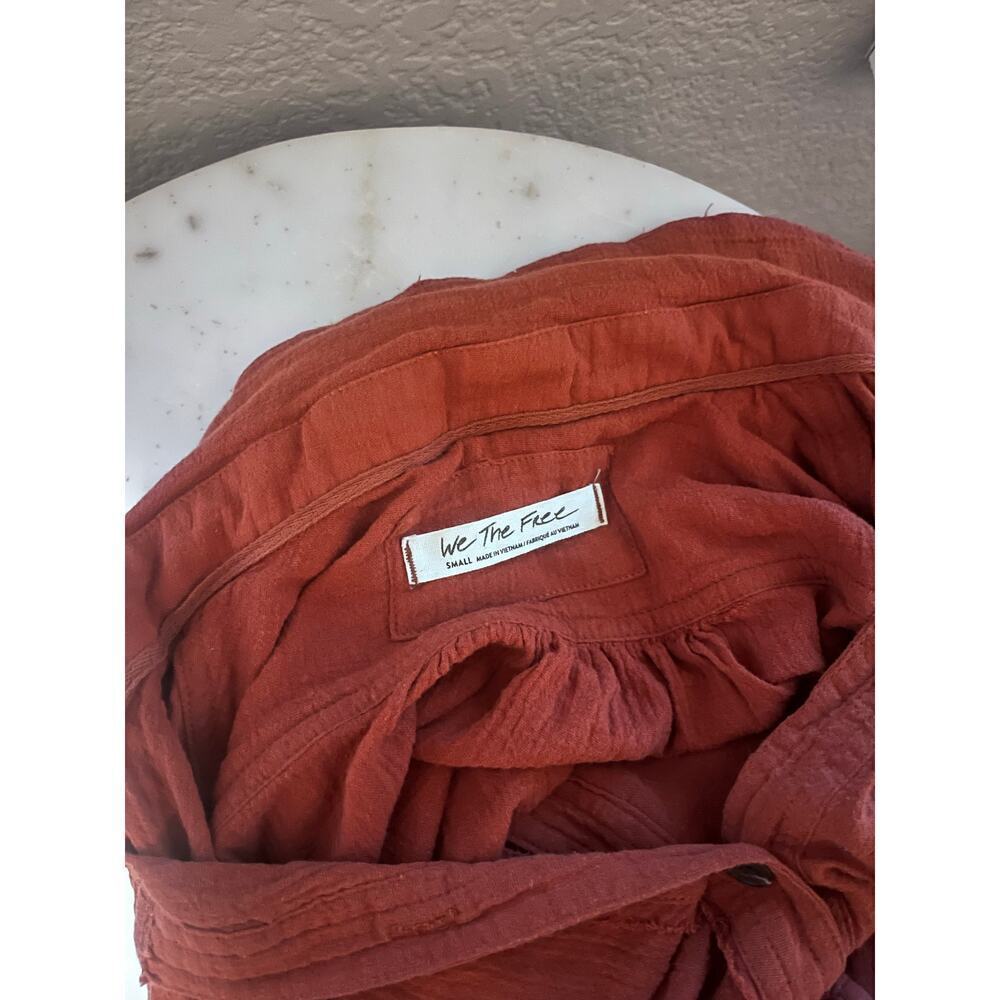 We the Free Free People Rust Orange Long Sleeve Boho Blouse Small - Picture 7 of 7